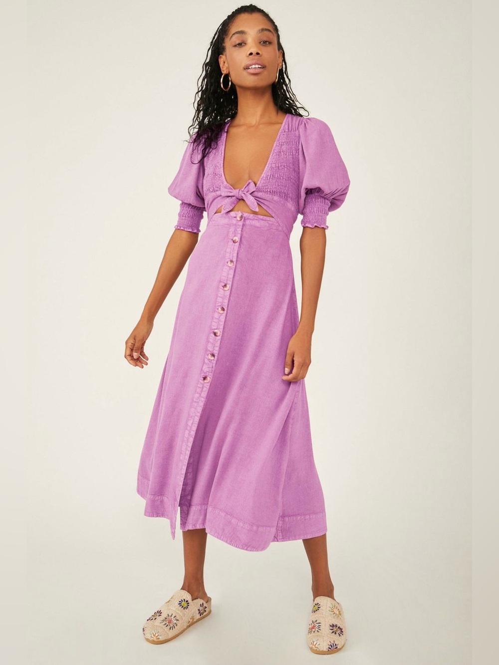 Free People String of Hearts Maxi Dress Pink Size Small Cutout Boho